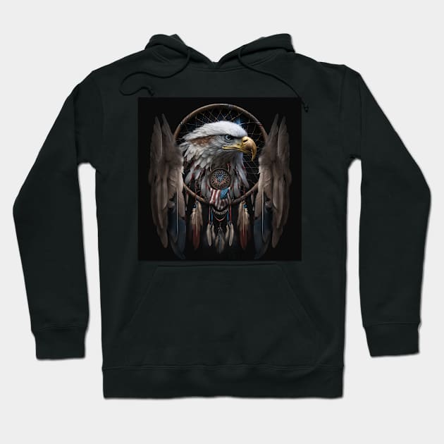 Native American Dream Catcher Patriotic Art Hoodie by Jades-Corner